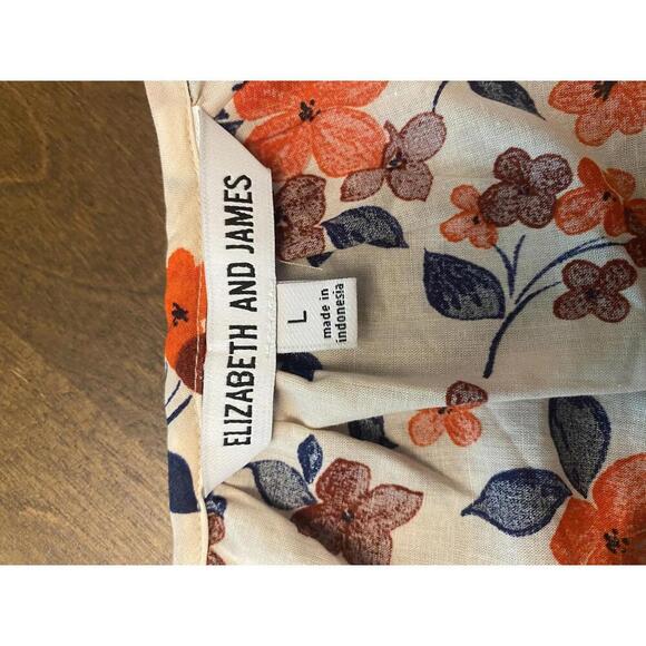 Elizabeth and James Floral Print Bohemian Blouse 100% Cotton Large - Picture 8 of 15